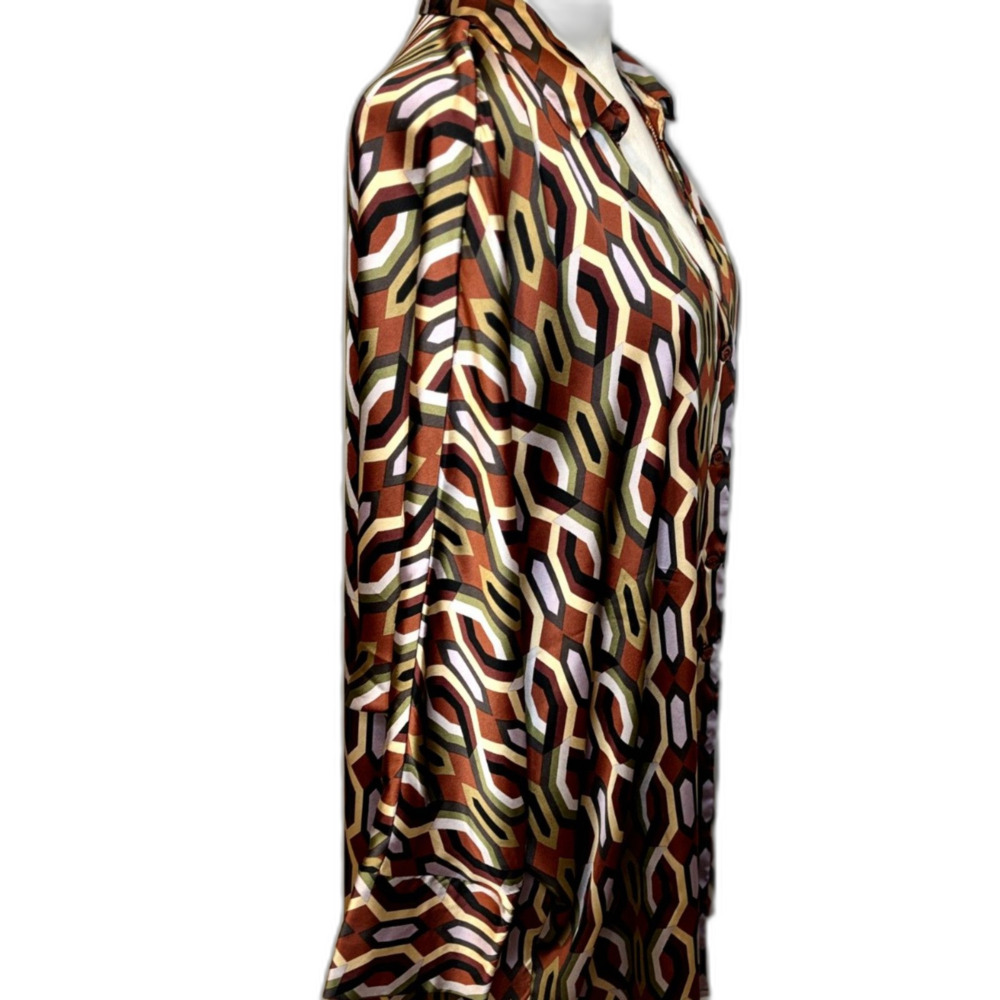 By Design Geometric Pattern Button Down Blouse Sa… - image 6